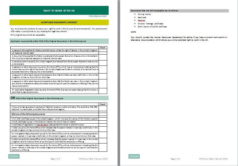 Proof Of Right To Work In The Uk Checklist